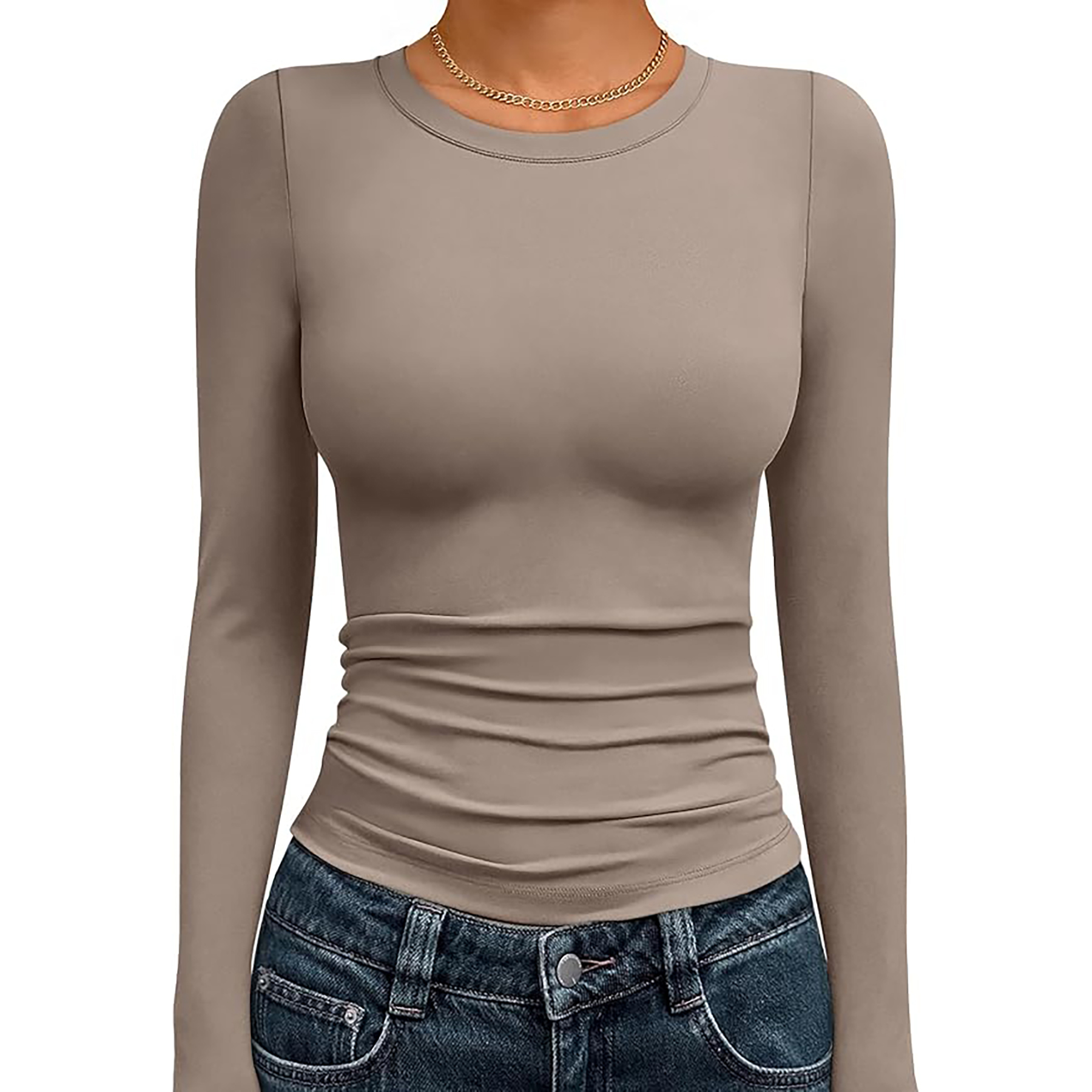 Women's Basic Round Neck Crop Top 39