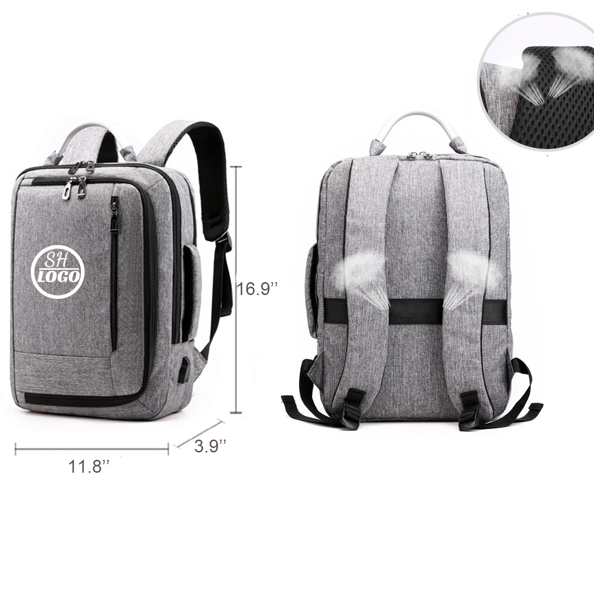 Laptop Backpack with USB Charging Port/ Large Capacity 17'' 3