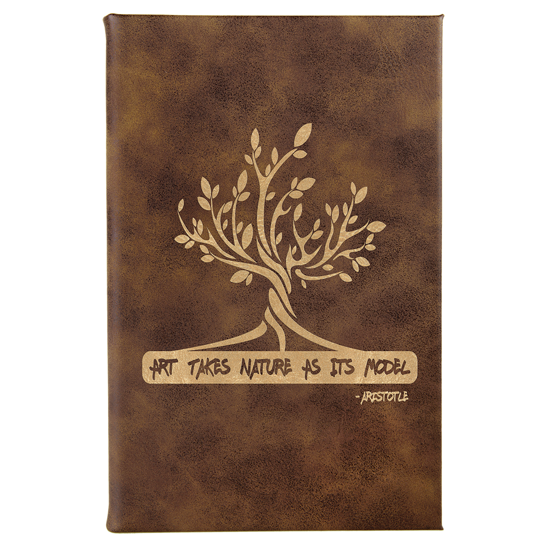 5 1/4" x 8 1/4" Rustic/Gold Leatherette Sketch Book-Unlined Paper 1