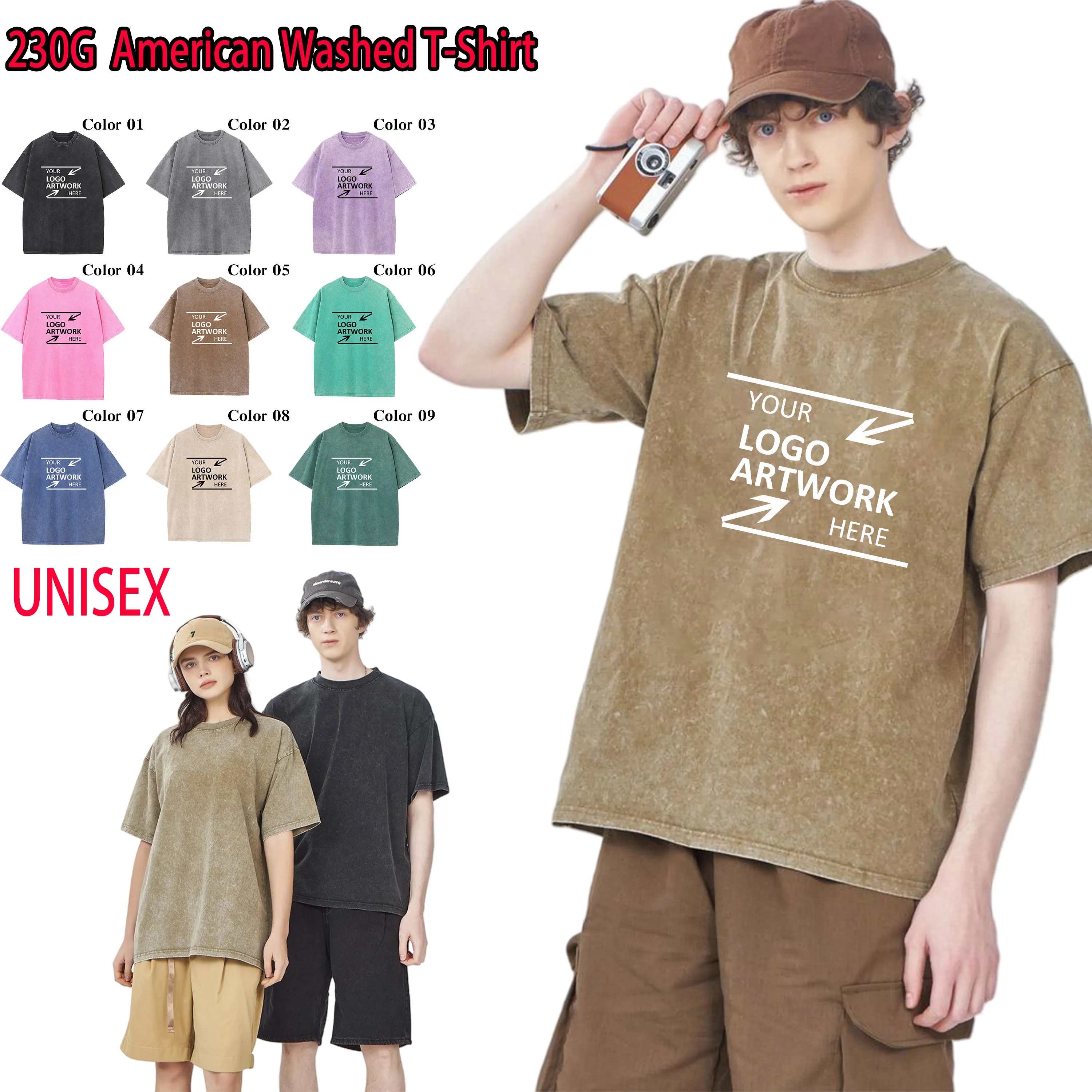 Heavyweight Prewashed Cotton Tshirt Relaxed Fit Streetwear Unisex Tee 2