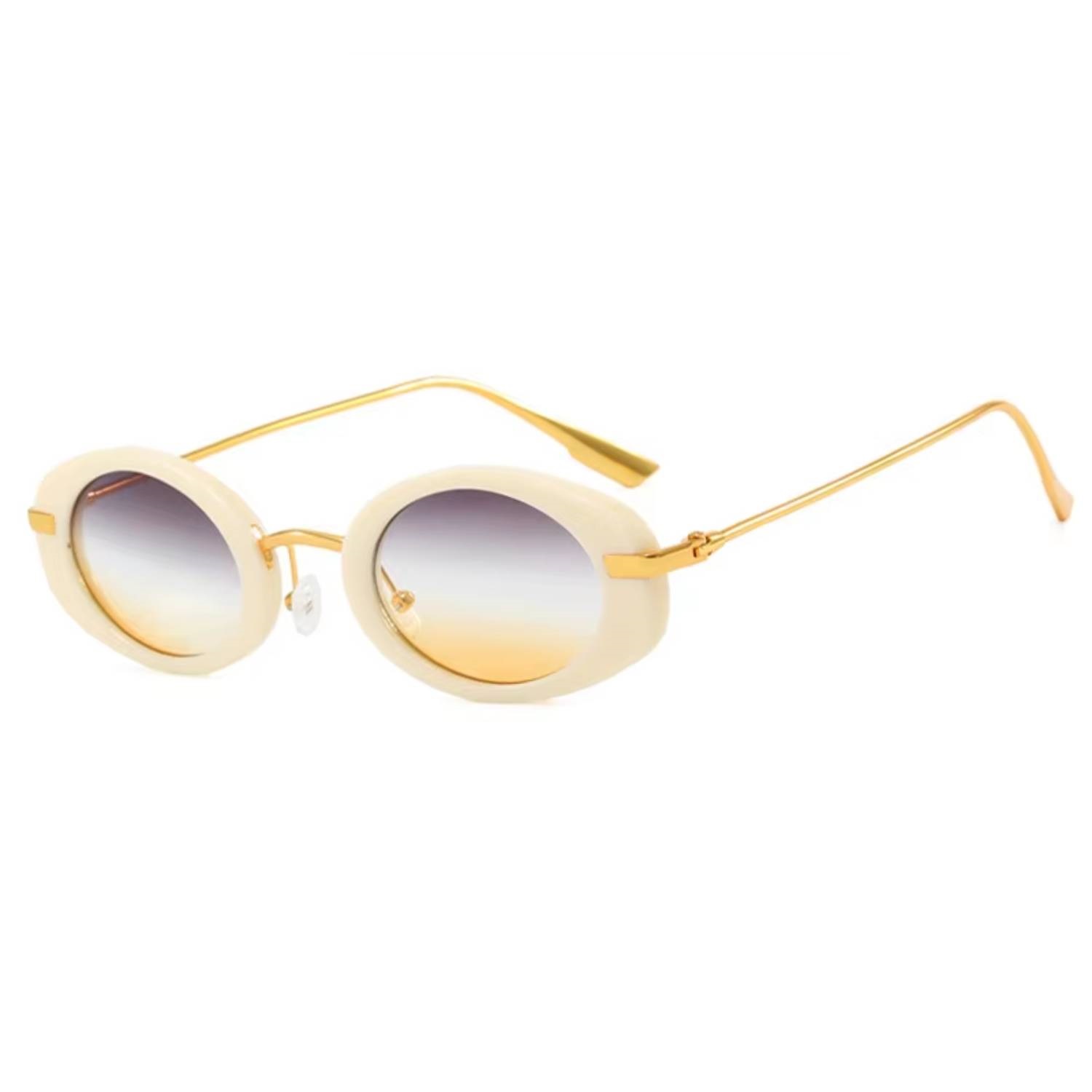 Unisex Oval Metal Temple Sunglasses 6