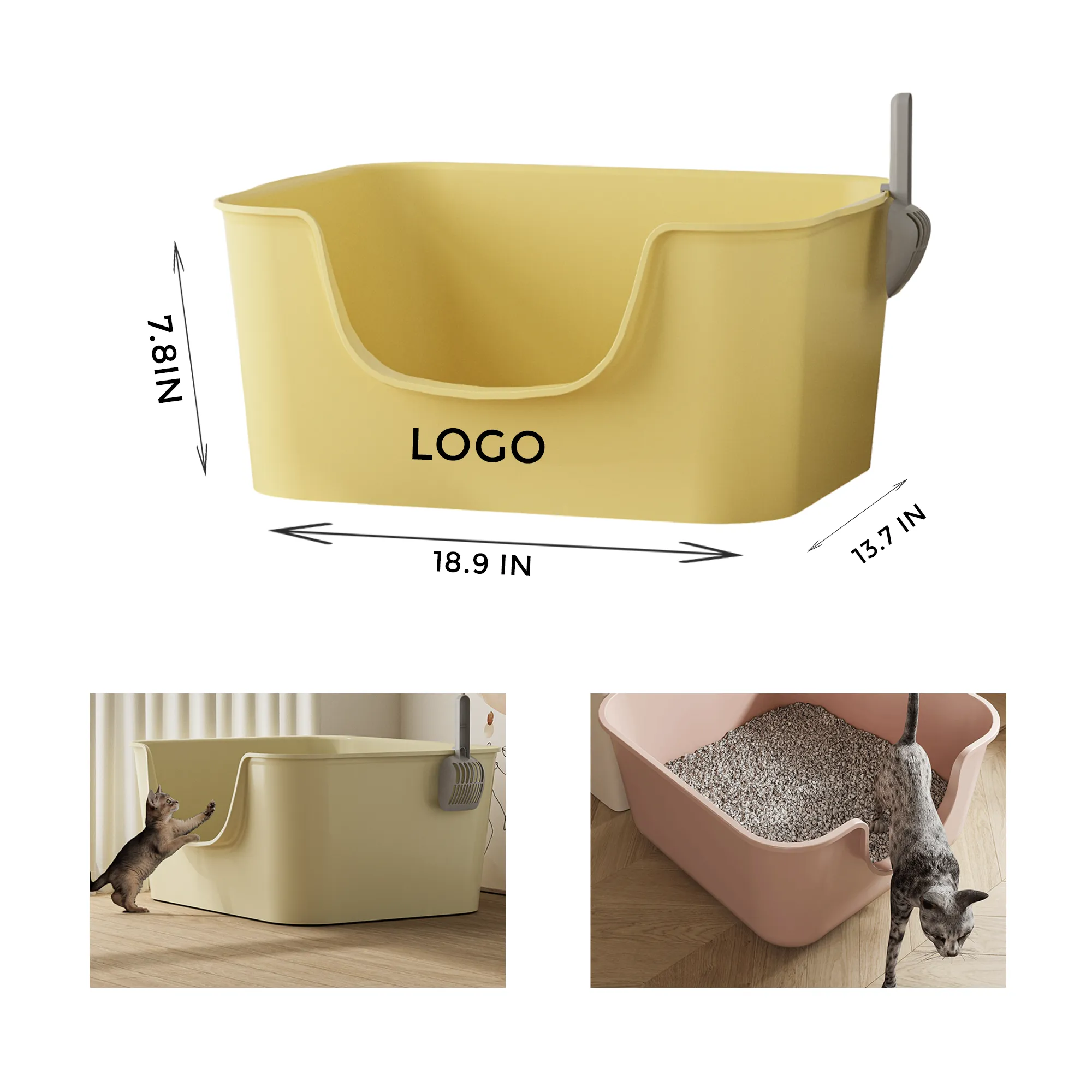 MOQ 10 PCS Plastic Open Cat Litter Box 3