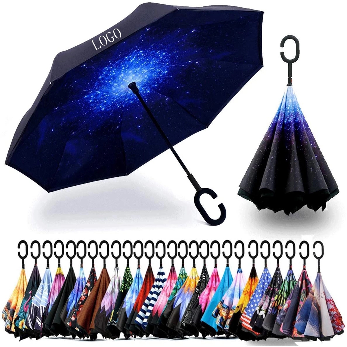 Double Layer Inverted Umbrella With C-Shaped Handle 5