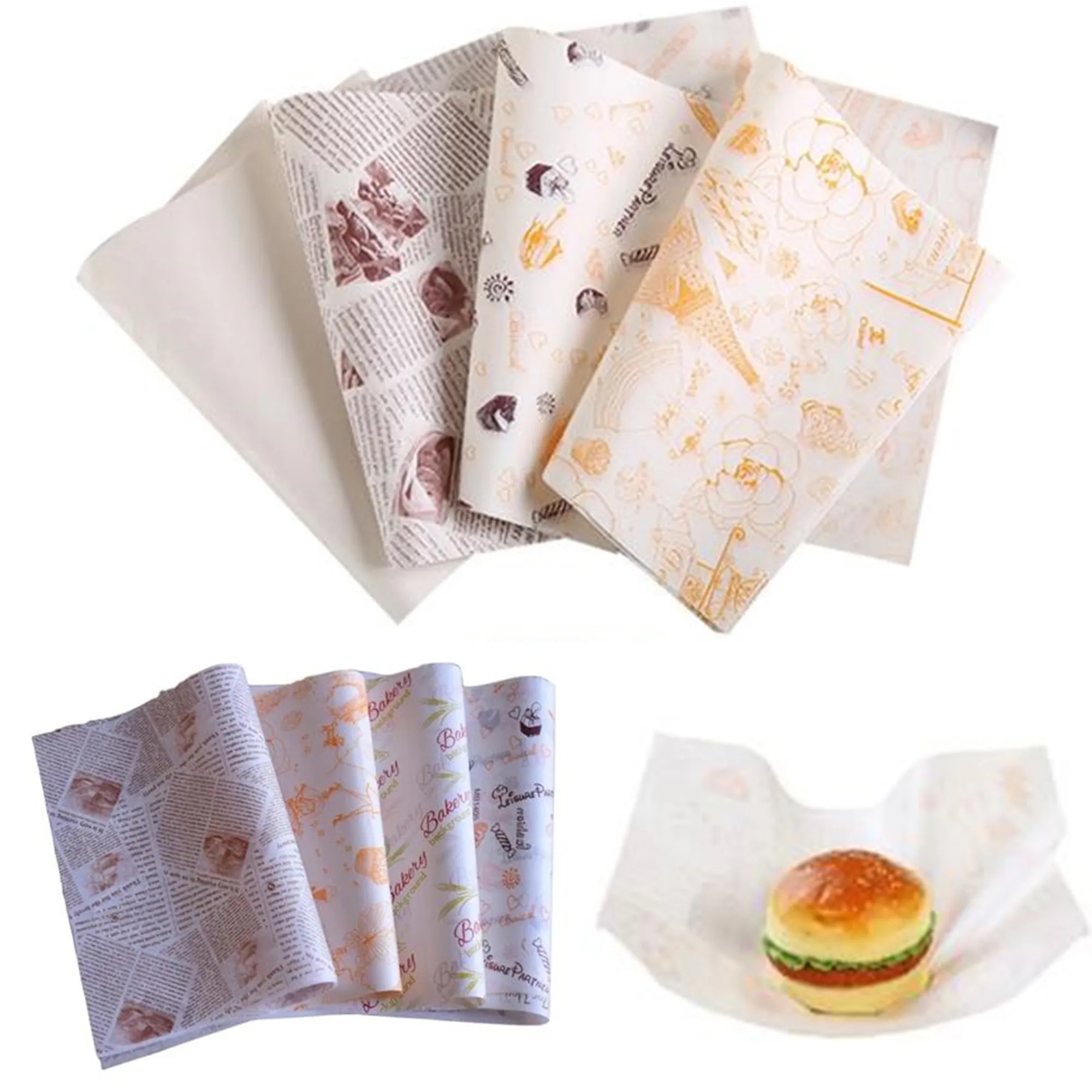 Custom Printed Hamburger Sandwich Wrapping Paper 1