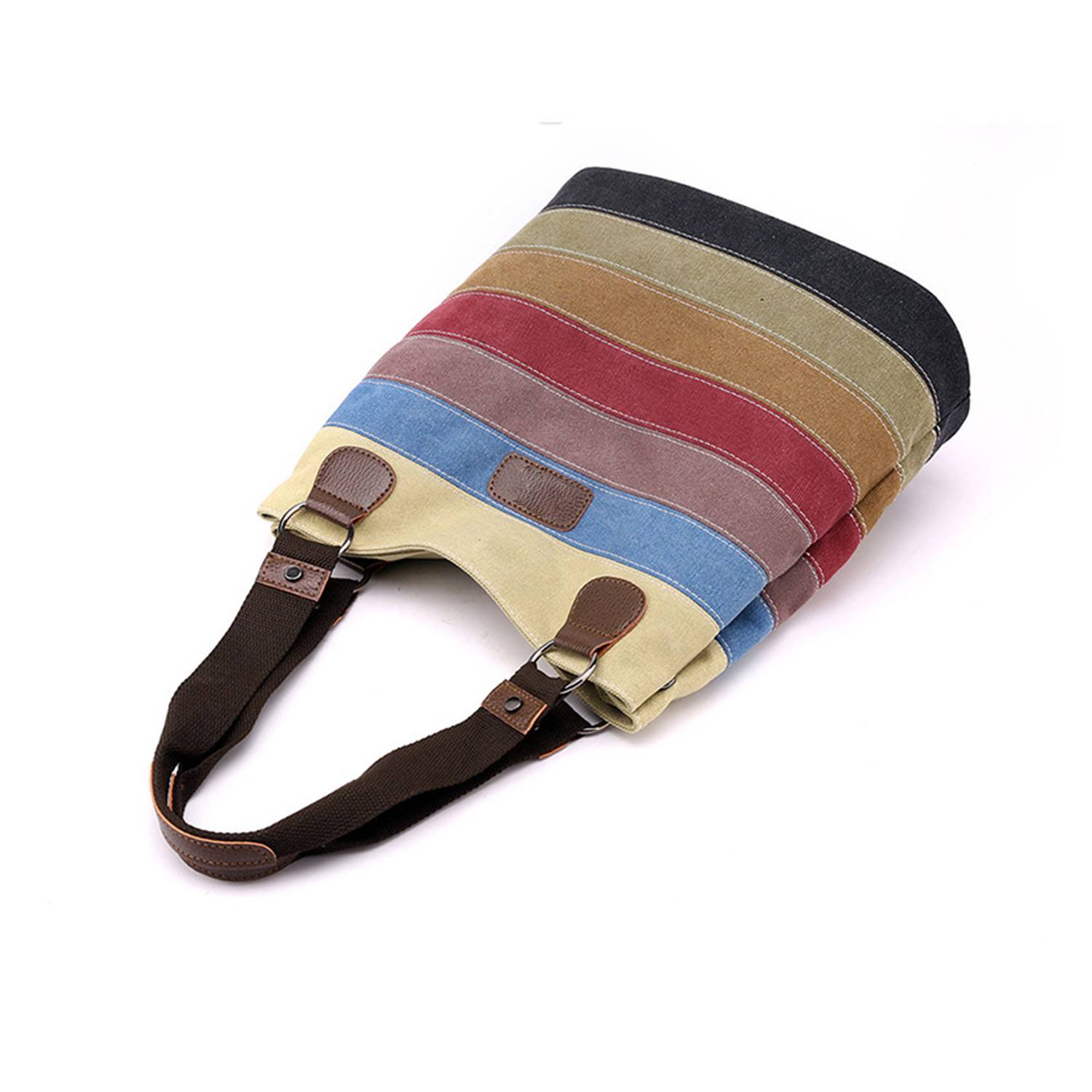 Fashion Rainbow striped tote bag, custom tote bag with logo imprint 5
