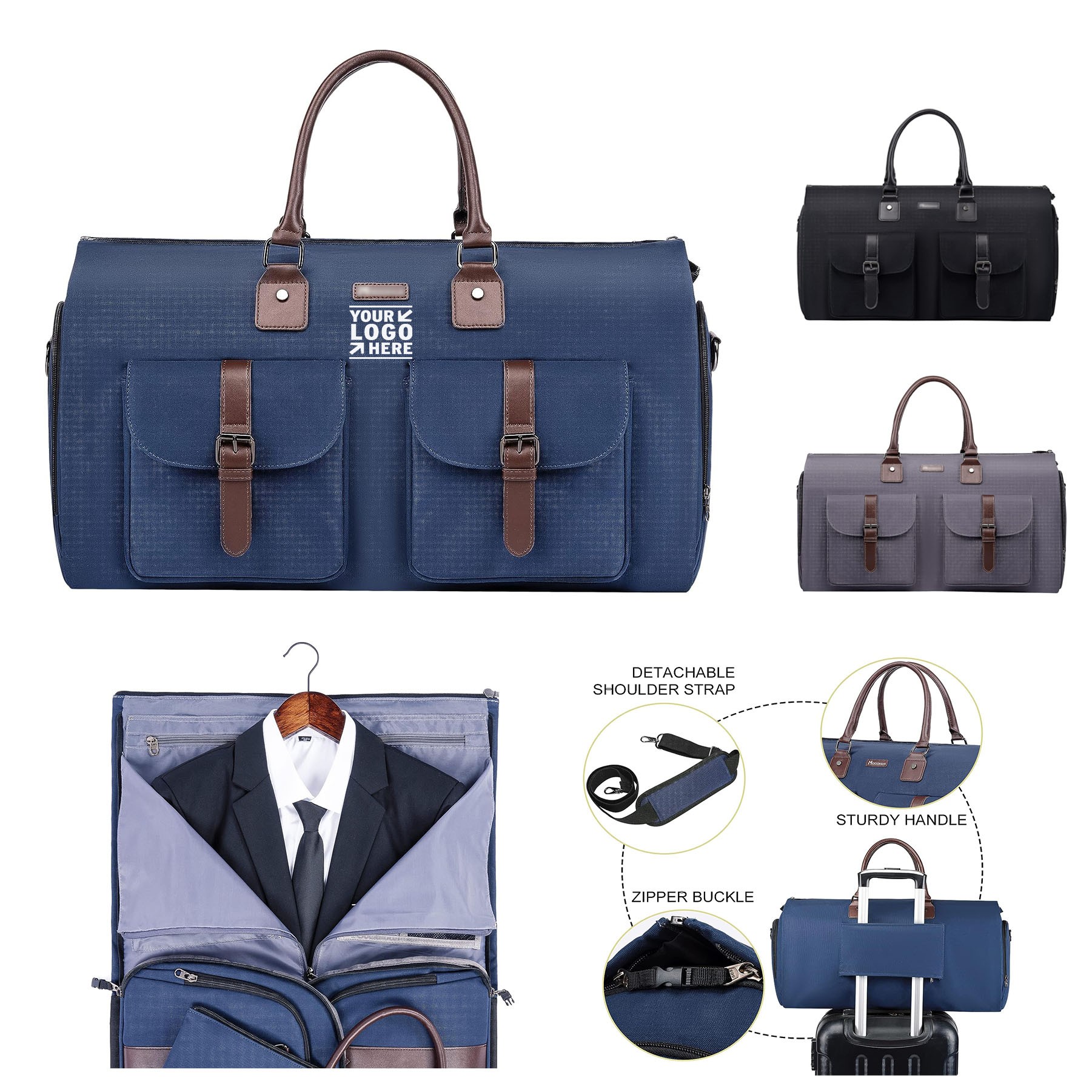 Canvas Garment Duffle Bag Heavy Duty Overnight Convertible Weekender Carry on Garment Travel Bags 2