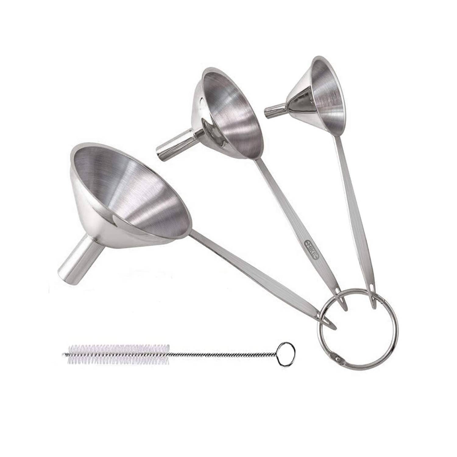 Stainless Steel Funnels W/ Cleaning Brush 3