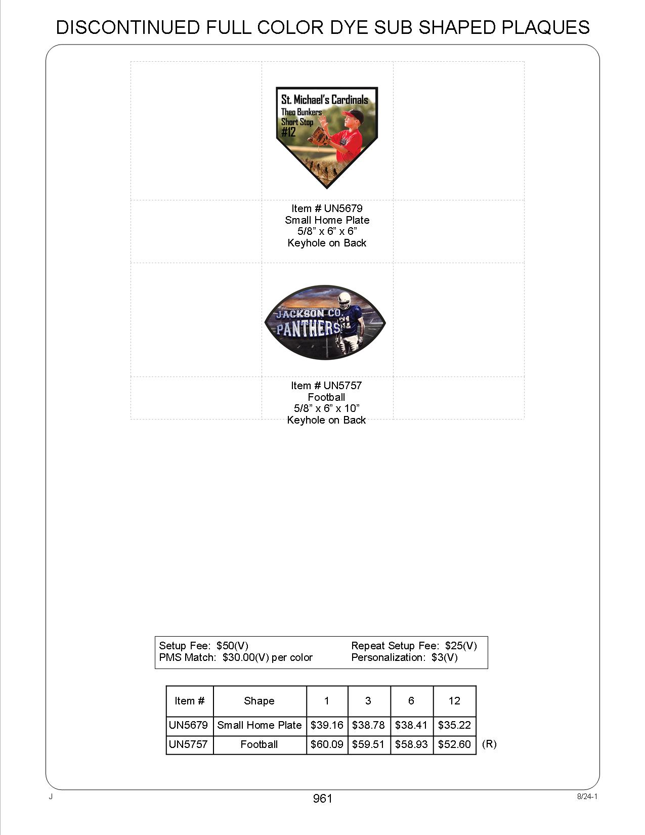 6" x 6" Full Color Dye Sublimated Black Edge Home Plate Shaped Plaque 3