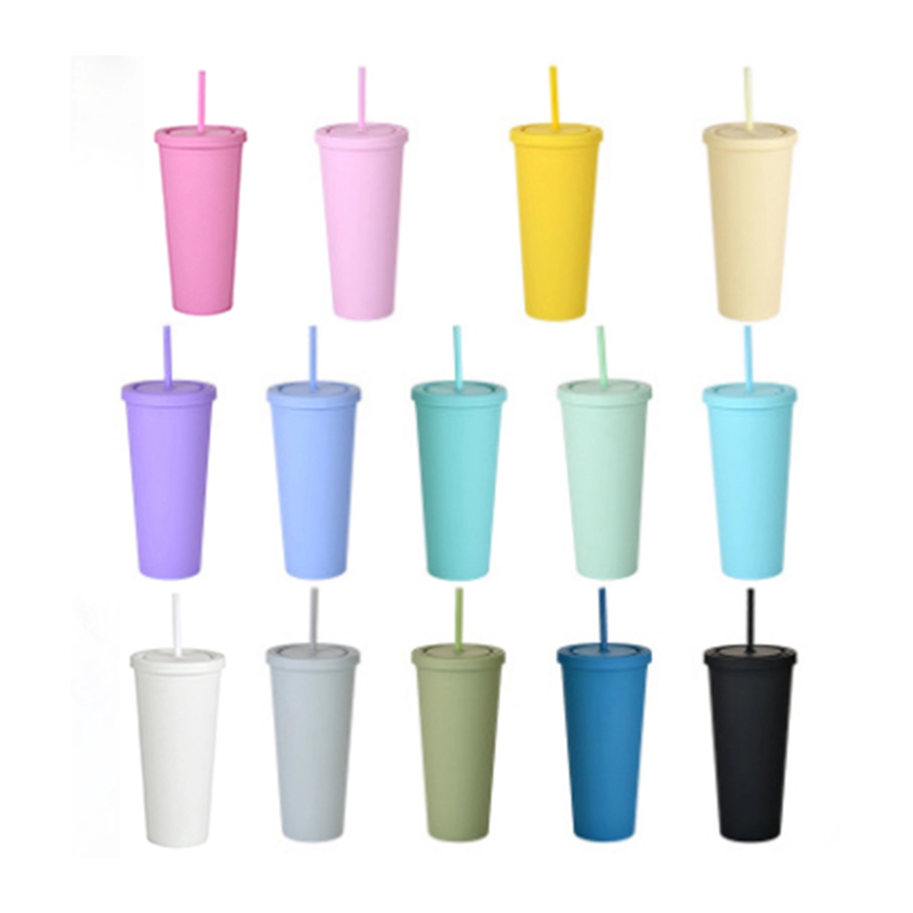 Plastic straw cup wiht lid 2