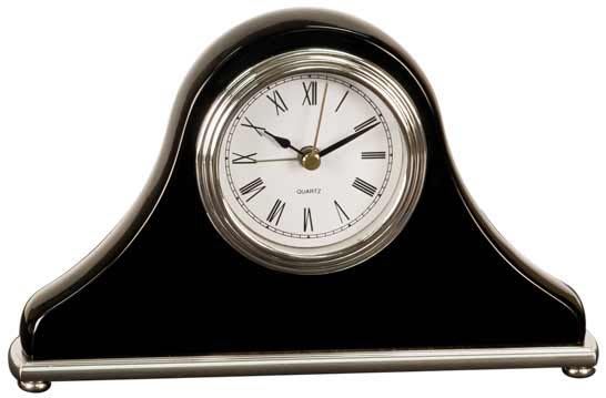 7 1/2" x 4 1/2" Black Piano Finish Mantel Desk Clock 1