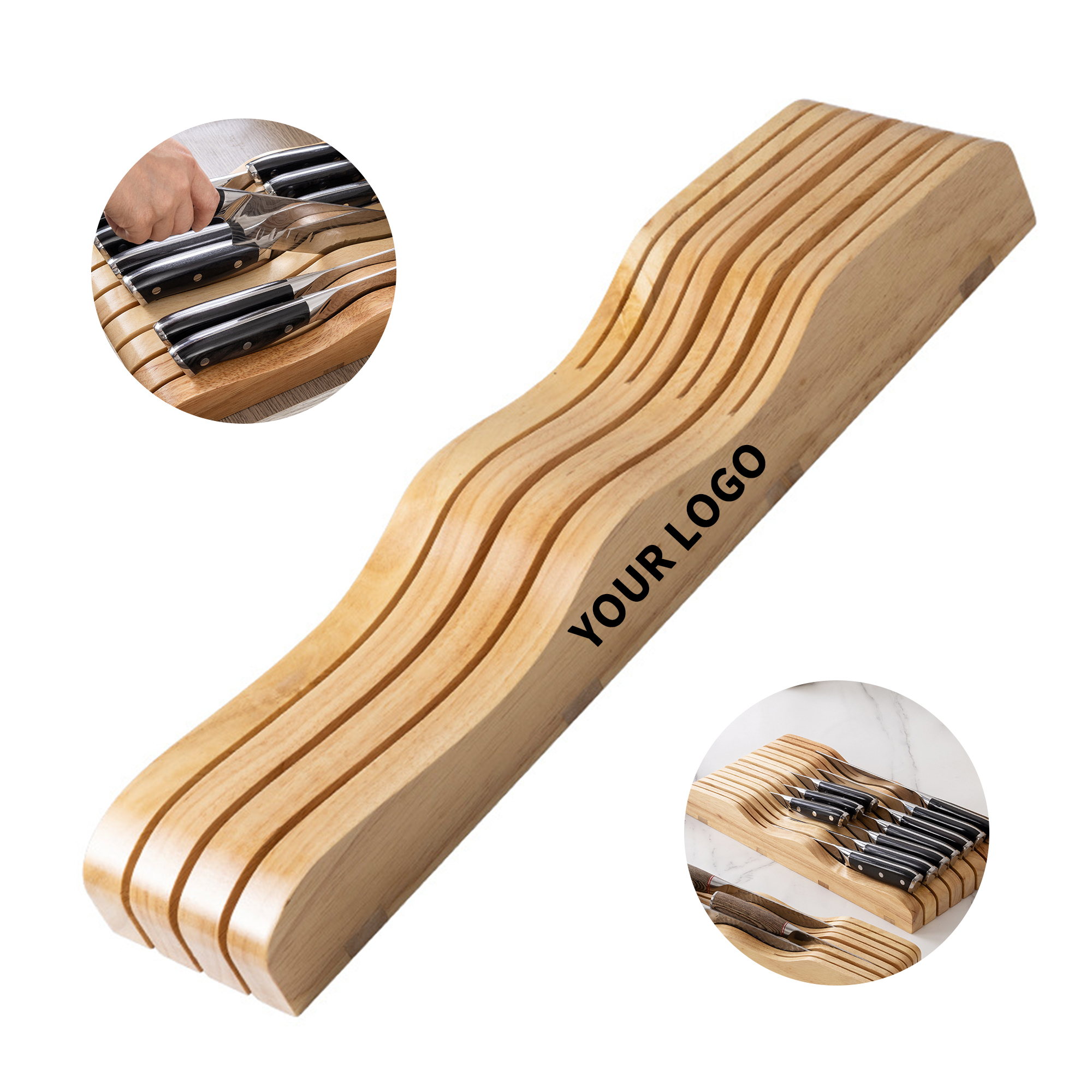 Bamboo In Drawer Knife Block Seven Slot Storage 4