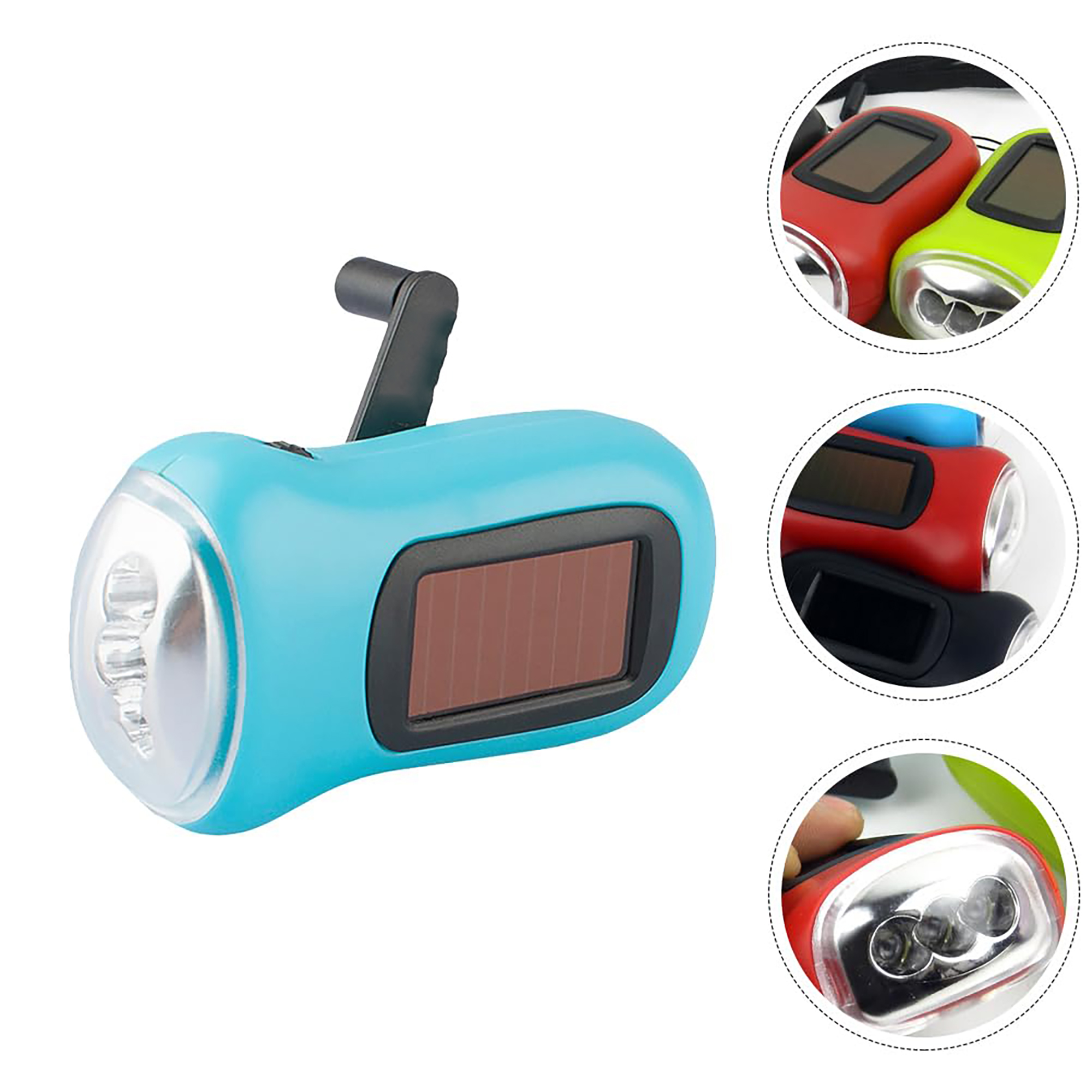 Hand-Crank and Solar Powered Emergency LED Flashlight 3
