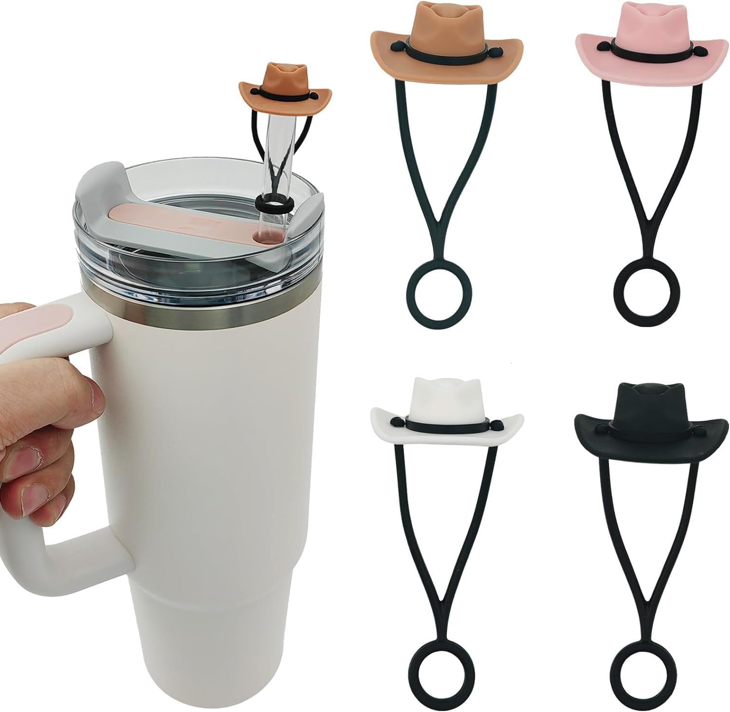 Cowboy Hat Shaped Silicone Straw Dust-Proof Cover 2