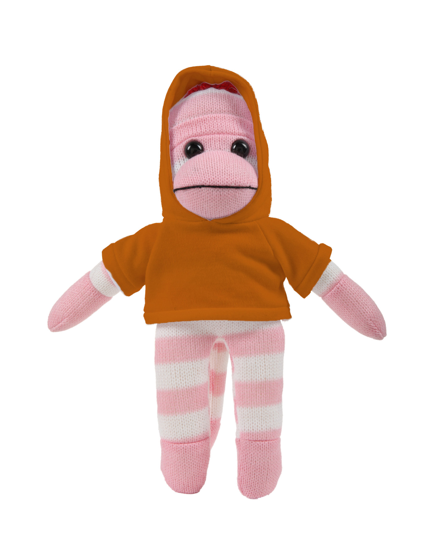 soft plush Pink Sock Monkey with hoodie 1