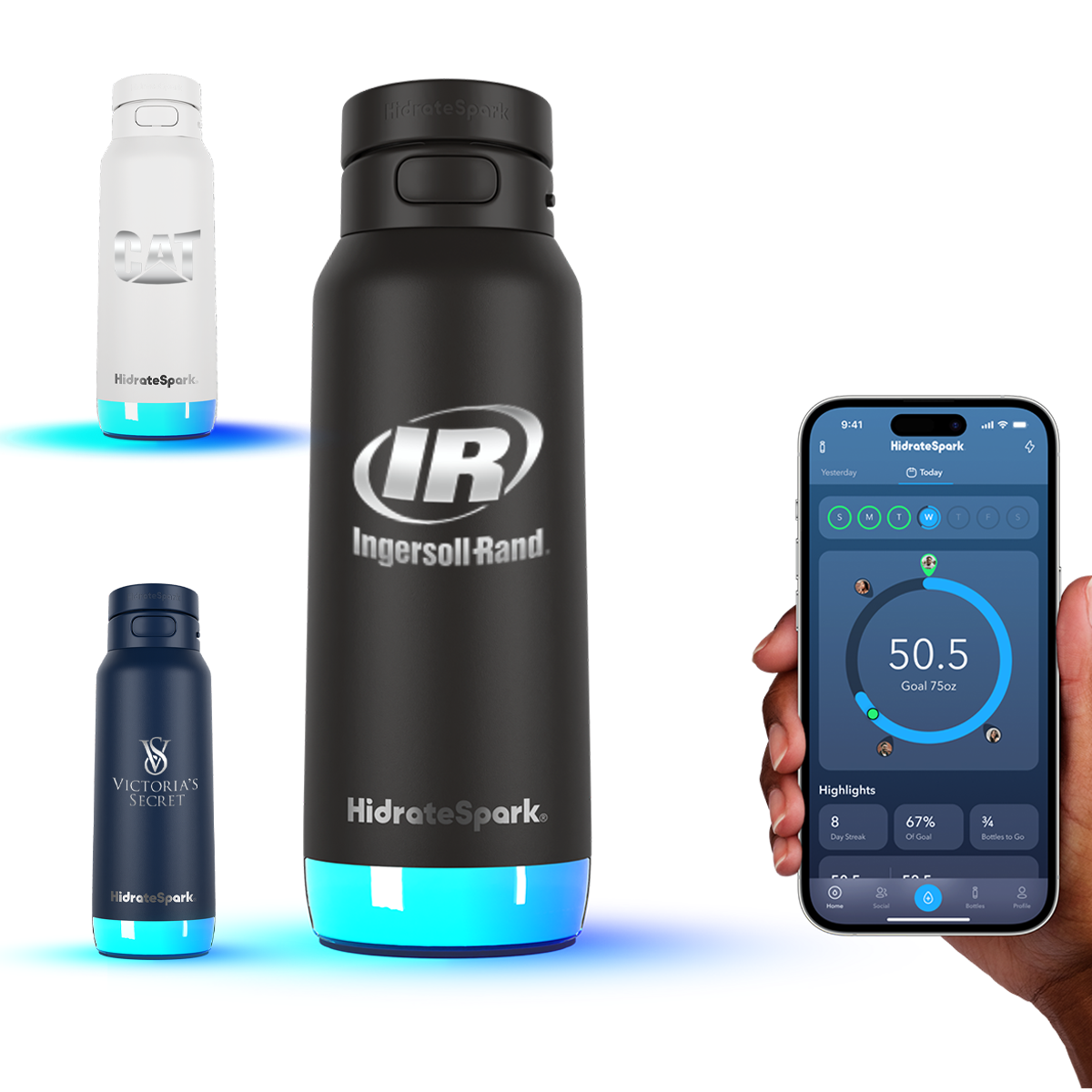 HidrateSpark® 32 oz. PRO 2 Bottle with Chug Lid, Laser, Premium 3