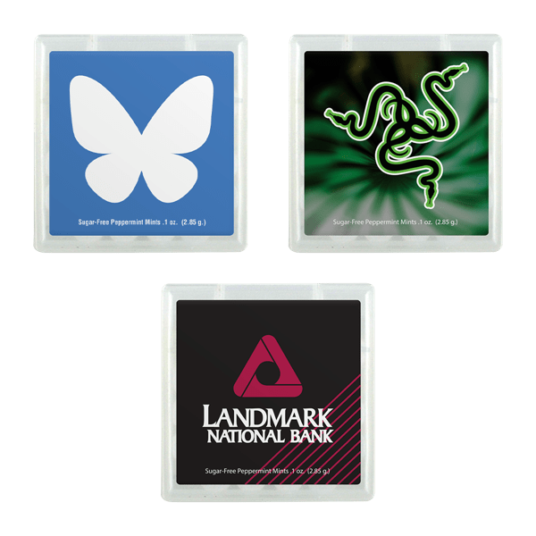 Peppermint Flavored Mints in 1 3/4" x 1 3/4" Square Dispenser 1