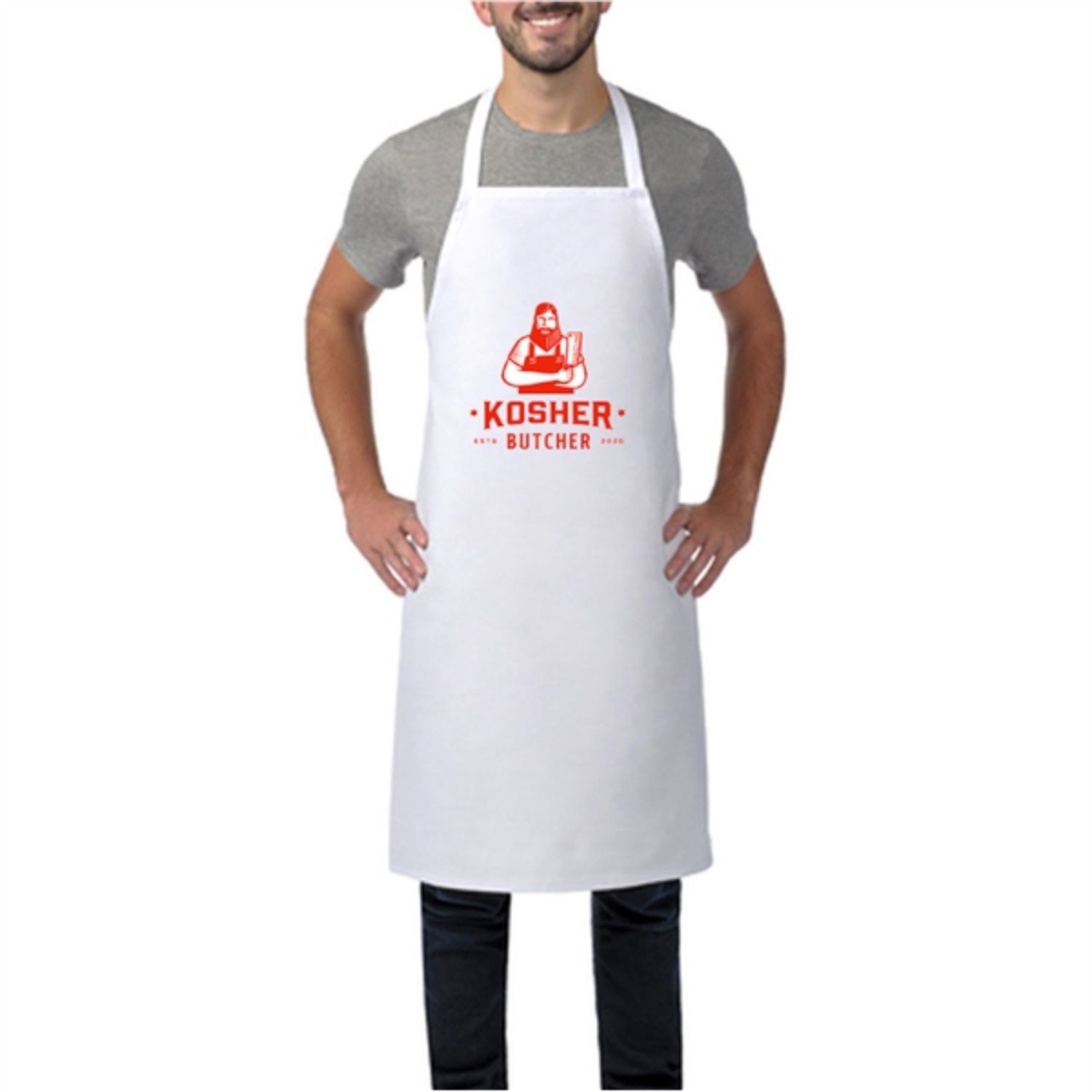 Wide Butcher Apron w/Custom Logo & Adjustable Strap 28"x 35" 1
