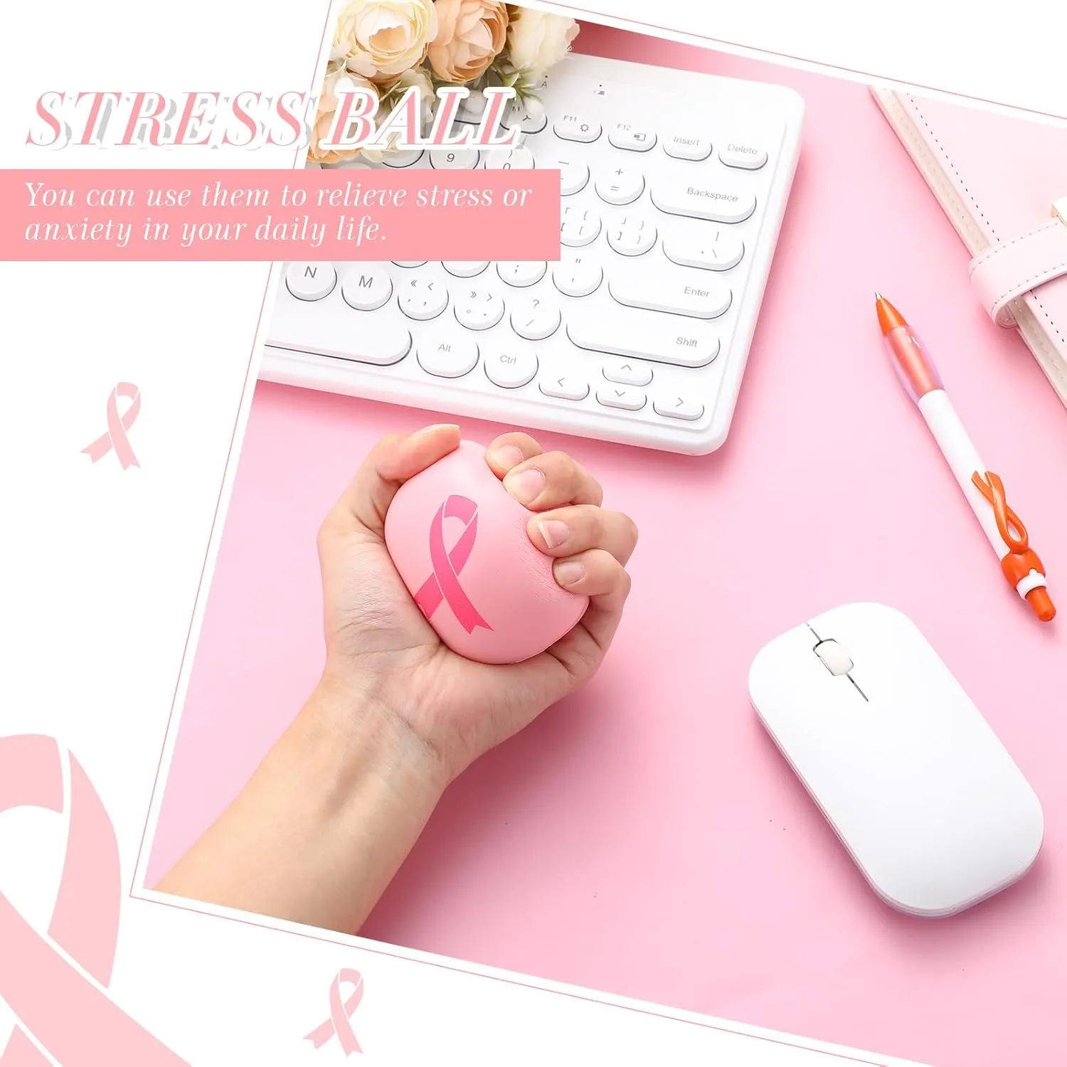 Breast Cancer Awareness Pink Ribbon Stress Ball 7