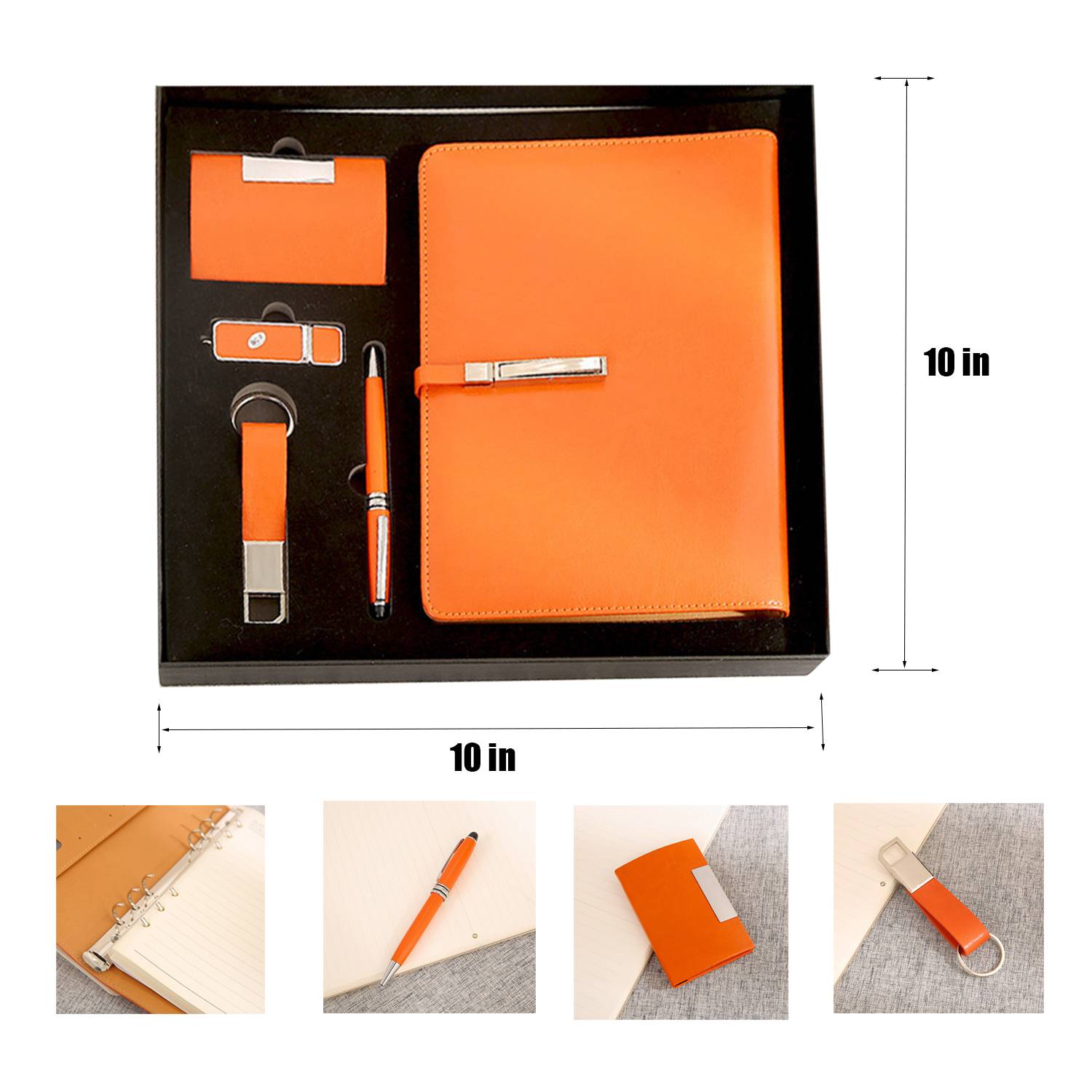 Simple gift box set diary key chain+pen+USB flash drive 2