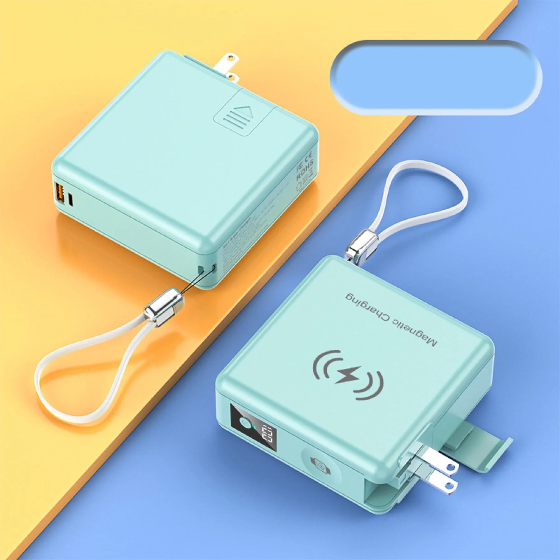 15000 mAh Magnetic Wireless Charging Power Bank with Plug 4