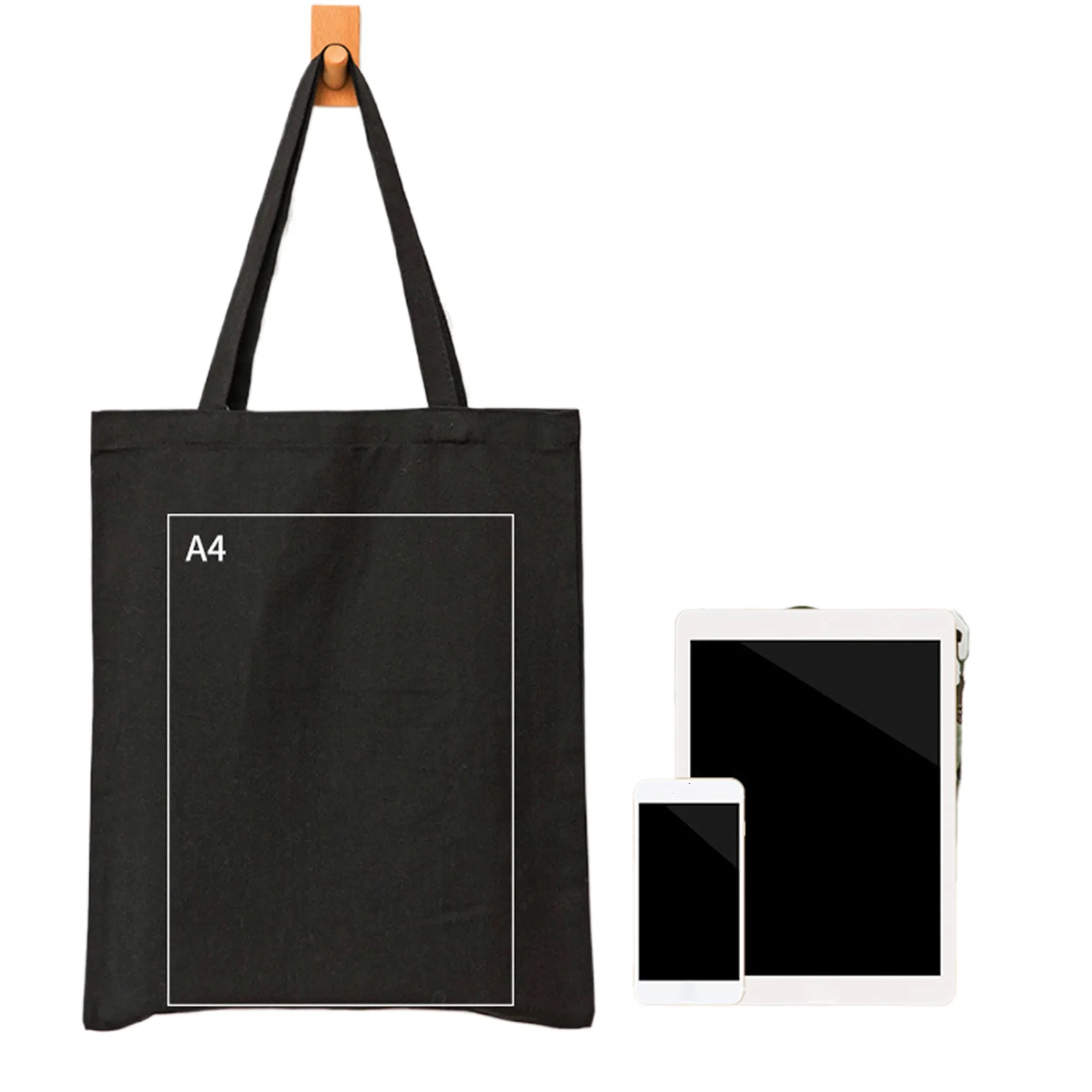MOQ50 Cotton Canvas Tote Bag Blank Stock Shopping Handba, custom tote bag with logo imprint 4