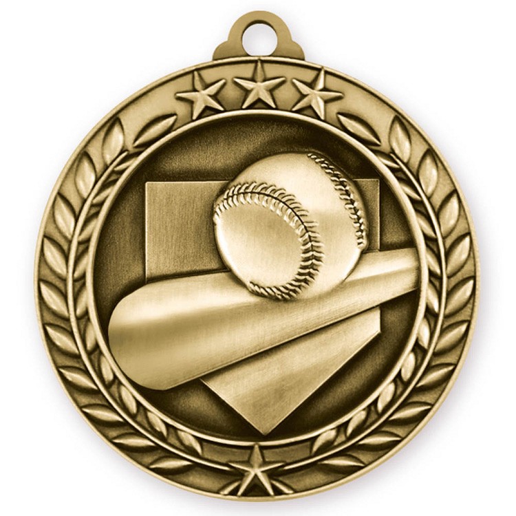 Baseball Wreath Award Medallion (2-3/4") 2
