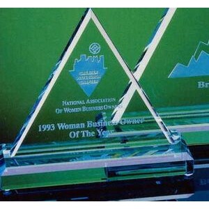 6" Clear Crystal Triangle with Base