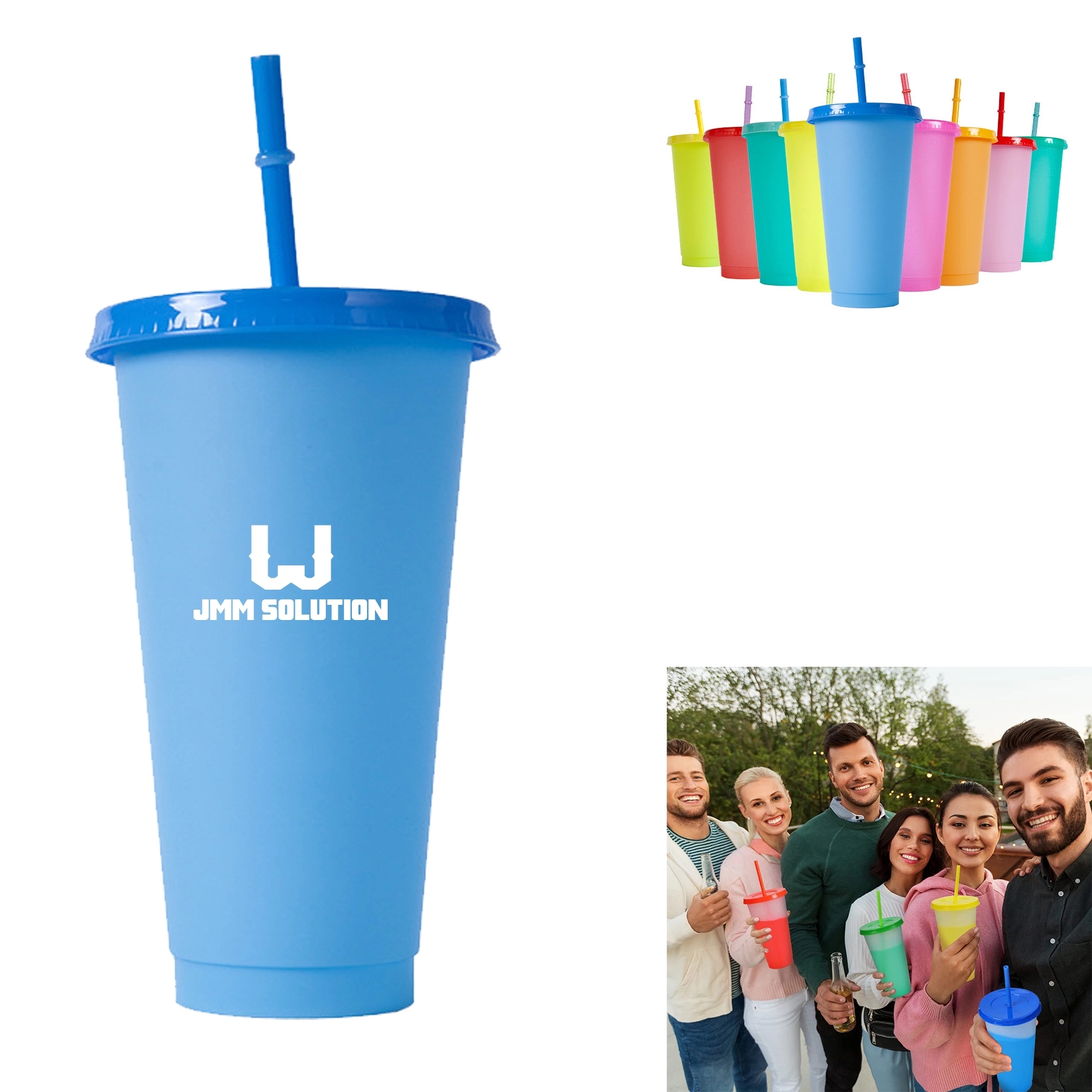 Reusable Color Changing Cup Plastic Tumblers With Lids 1