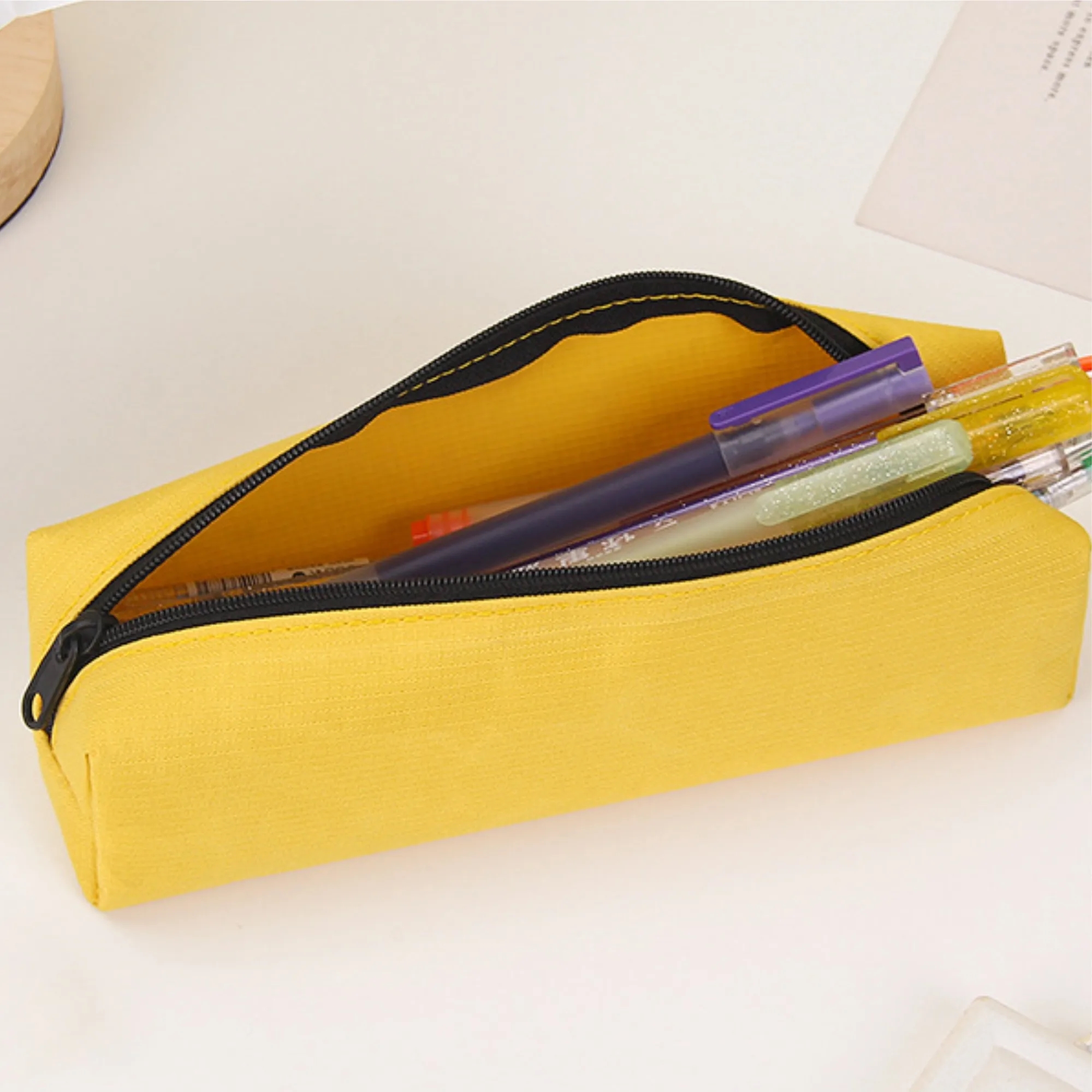 Solid Color Multipurpose Oxford Zipper Pencil Pouch Pen Case 4