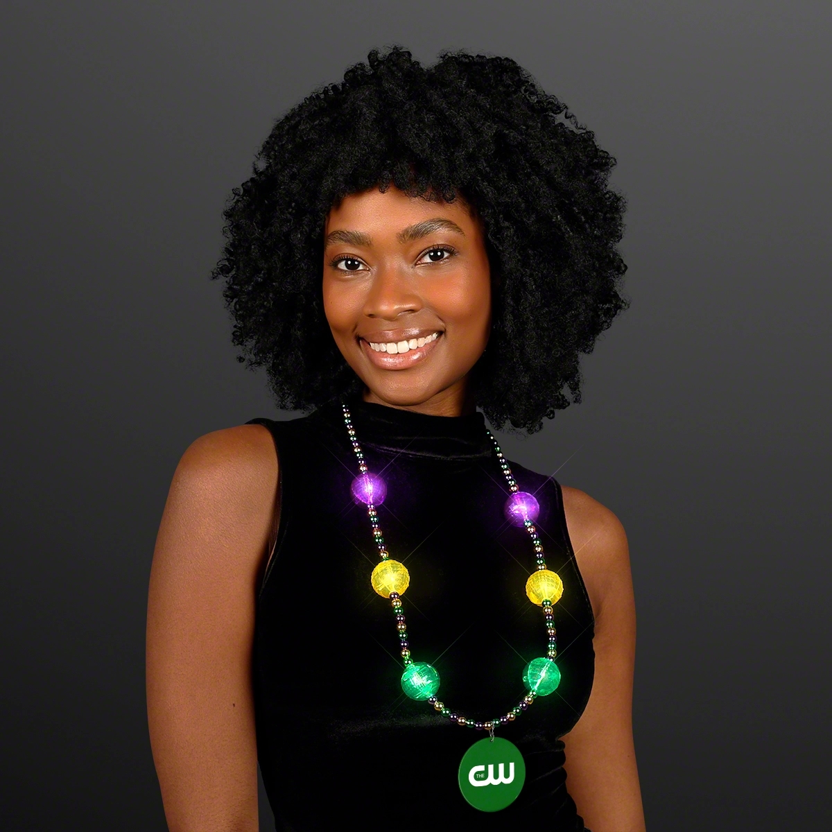 Mardi Gras Jewelry LED Beads Necklace with Medallion 8