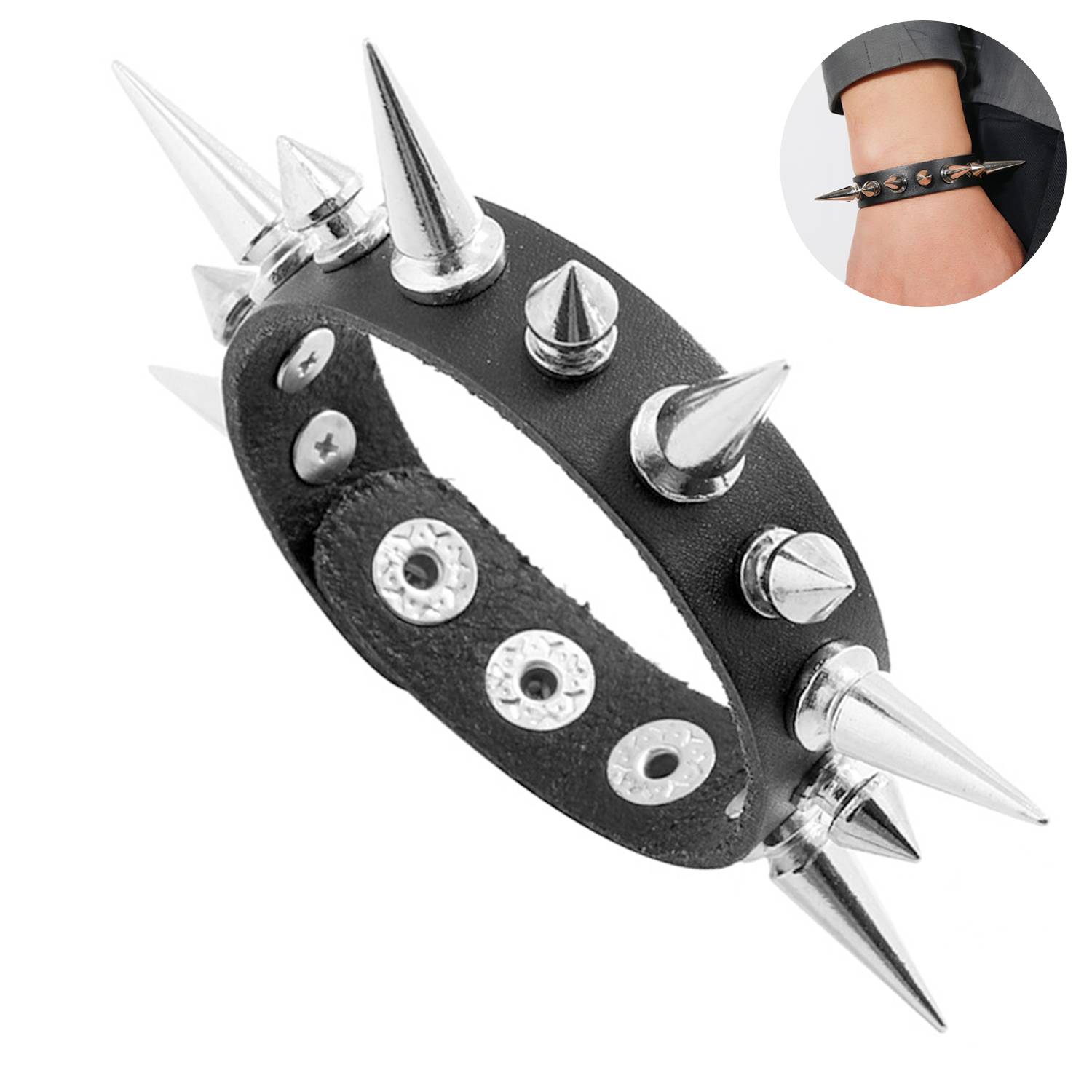 PU Punk style rivet spike bracelet 2