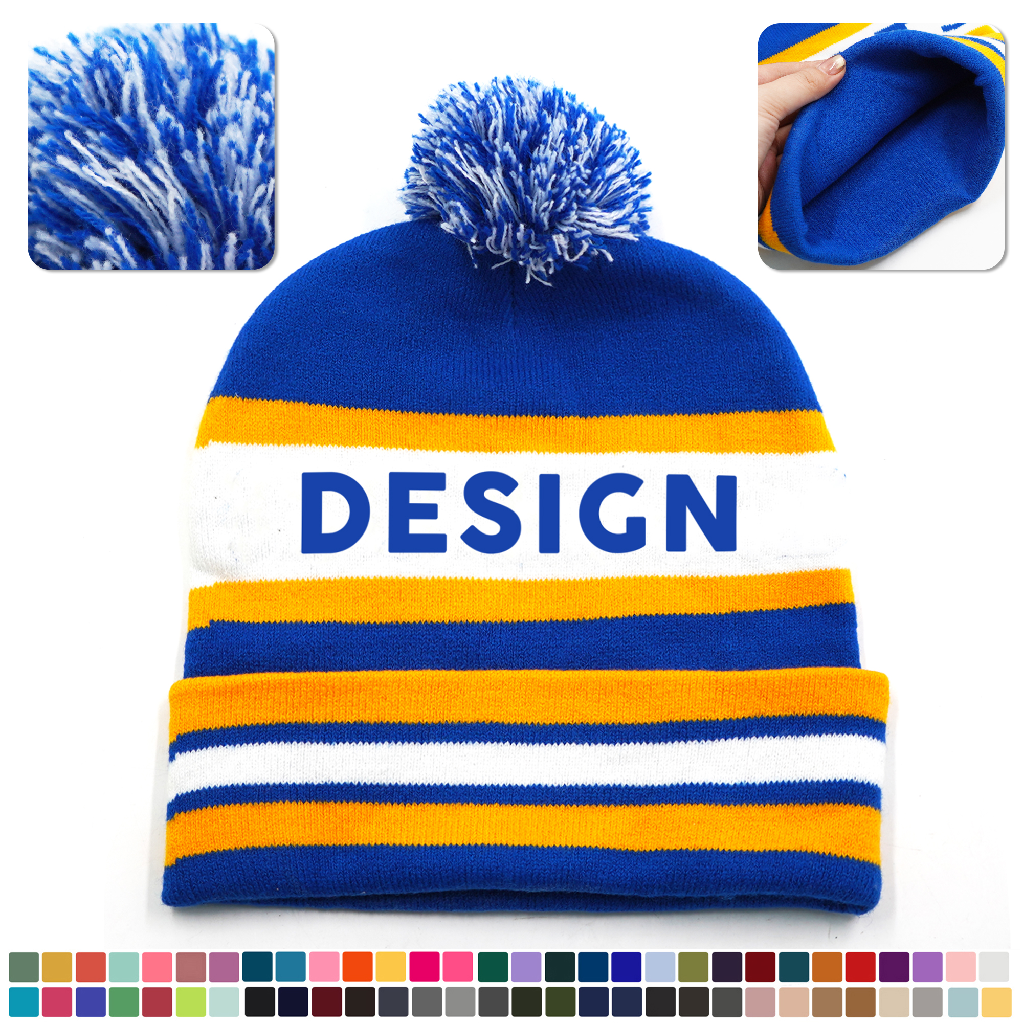 MOQ 300 Jacquard Knit Beanie Hat with Cuff and Acrylic Material 2