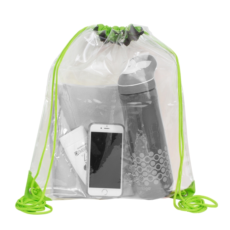 13" W x 16" H - "Everest" Tall Clear Drawstring Cinch Pack Backpack 5
