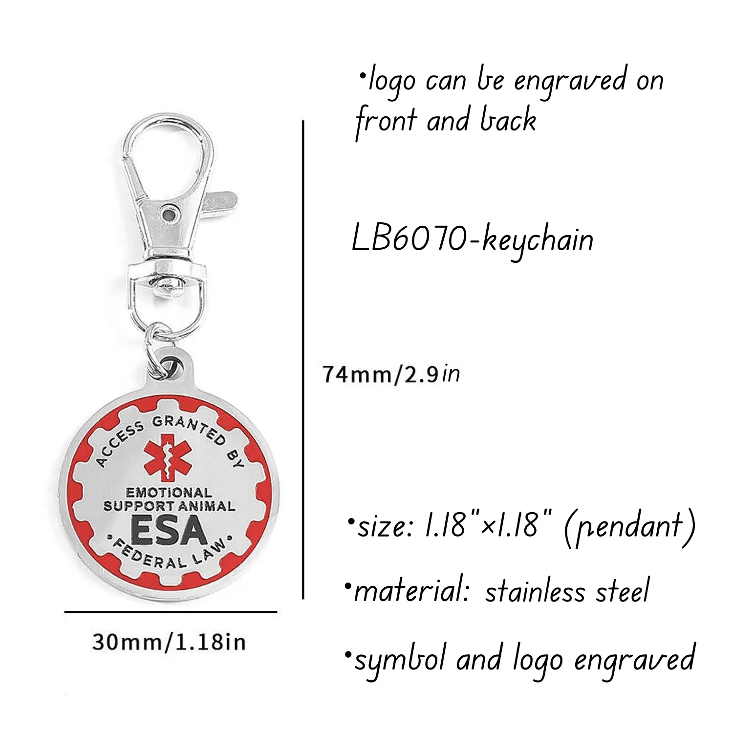 Custom Servcie Dog Tag Animal Pet ID with Alert Symbol 6