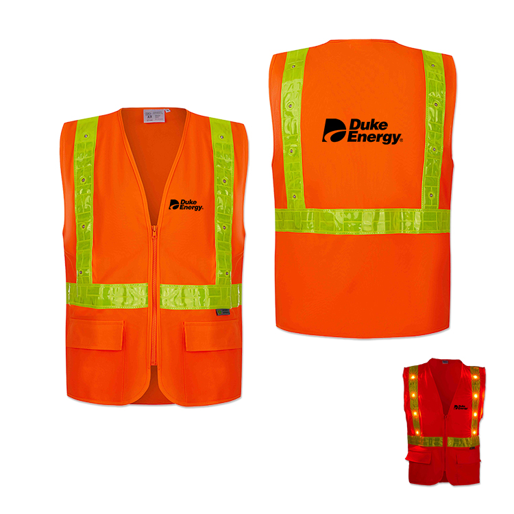 Class 2 LED Light Compliant with Reflexite PVC Reflective Safety Vest 3