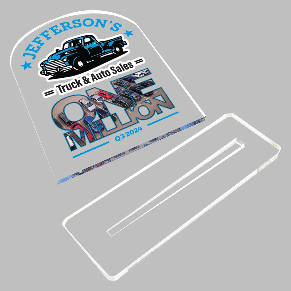 Clear Desk Plaque- Full color- with slotted base 2