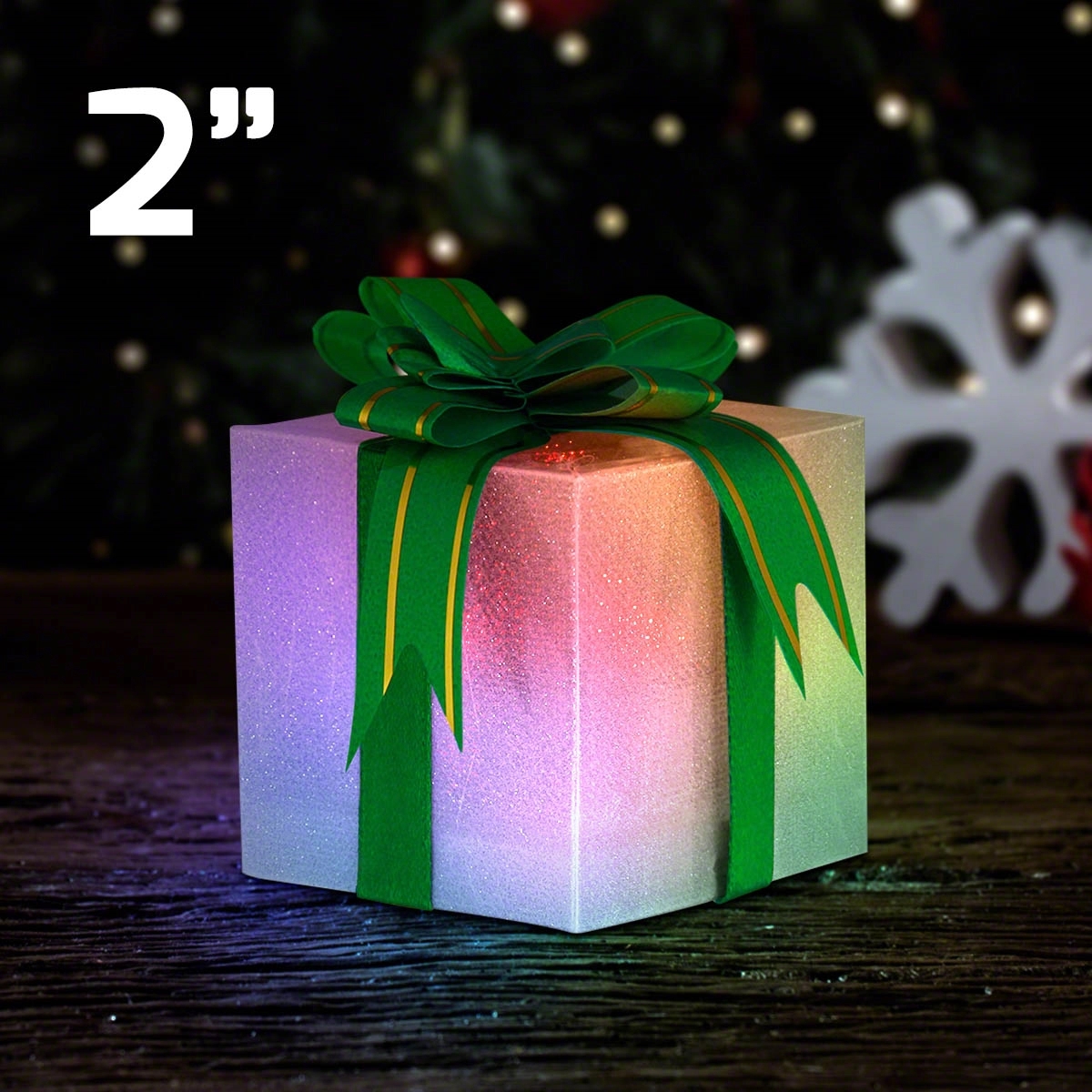 Small light up gift box ornaments (slow color change) 2