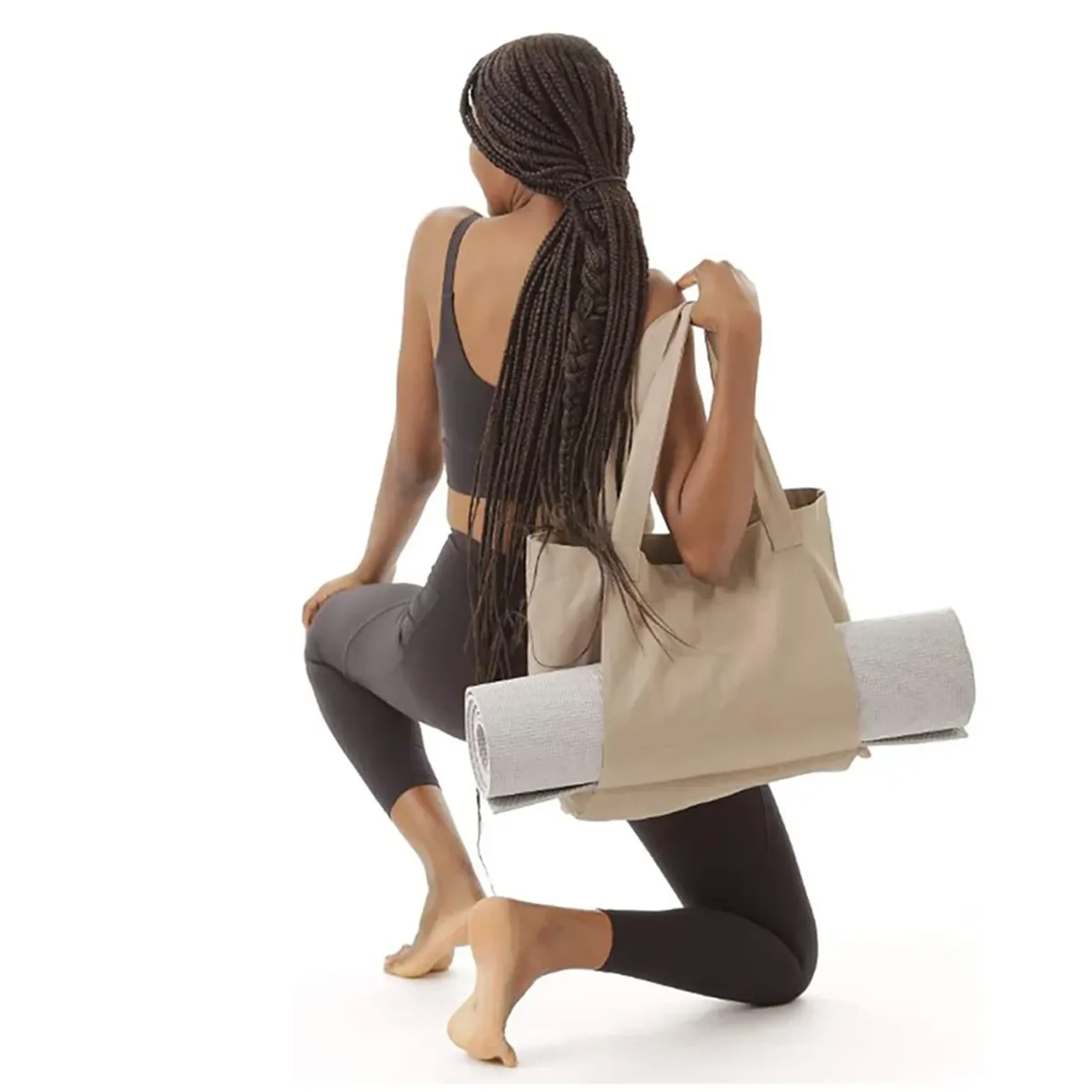 Big Capacity Yoga Mat Carrier Fitness Canvas Tote Bag 5