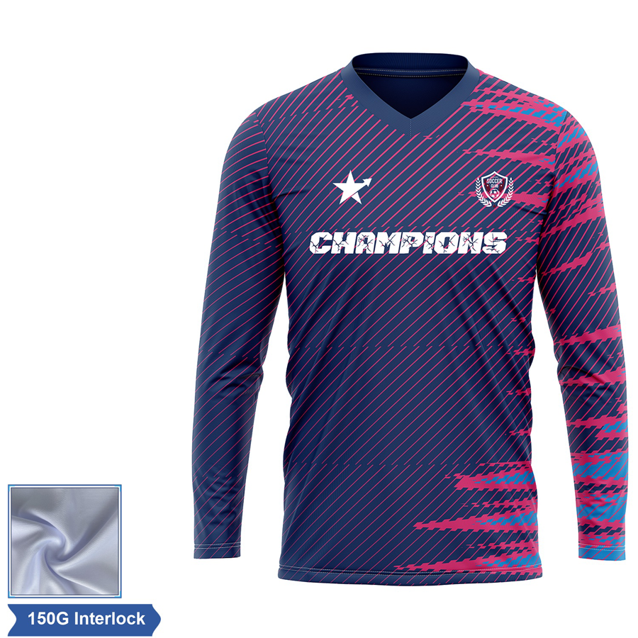 Sublimation Long Sleeve Soccer Jersey - 150G Interlock - 5