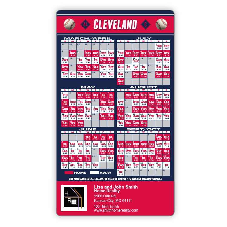 Magnet Sport Schedules - 4x7 Baseball Round Corners - 20 mil. 3