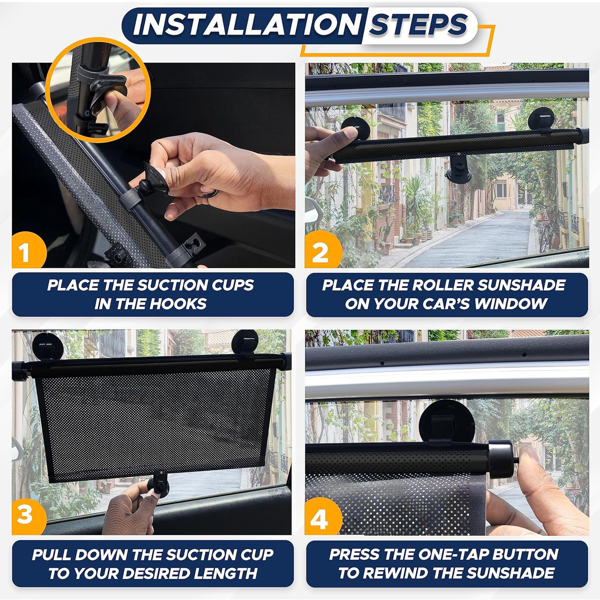 Silicone Car Roller Blind Telescopic Side Sunshade 4
