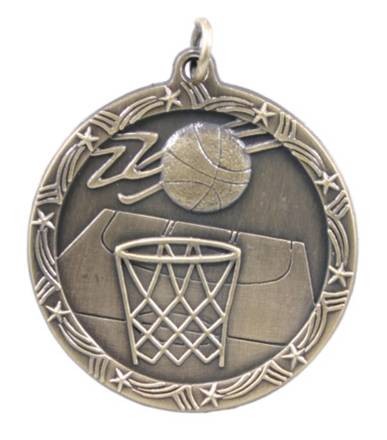 Basketball Shooting Star Medal, 1 3/4" 2
