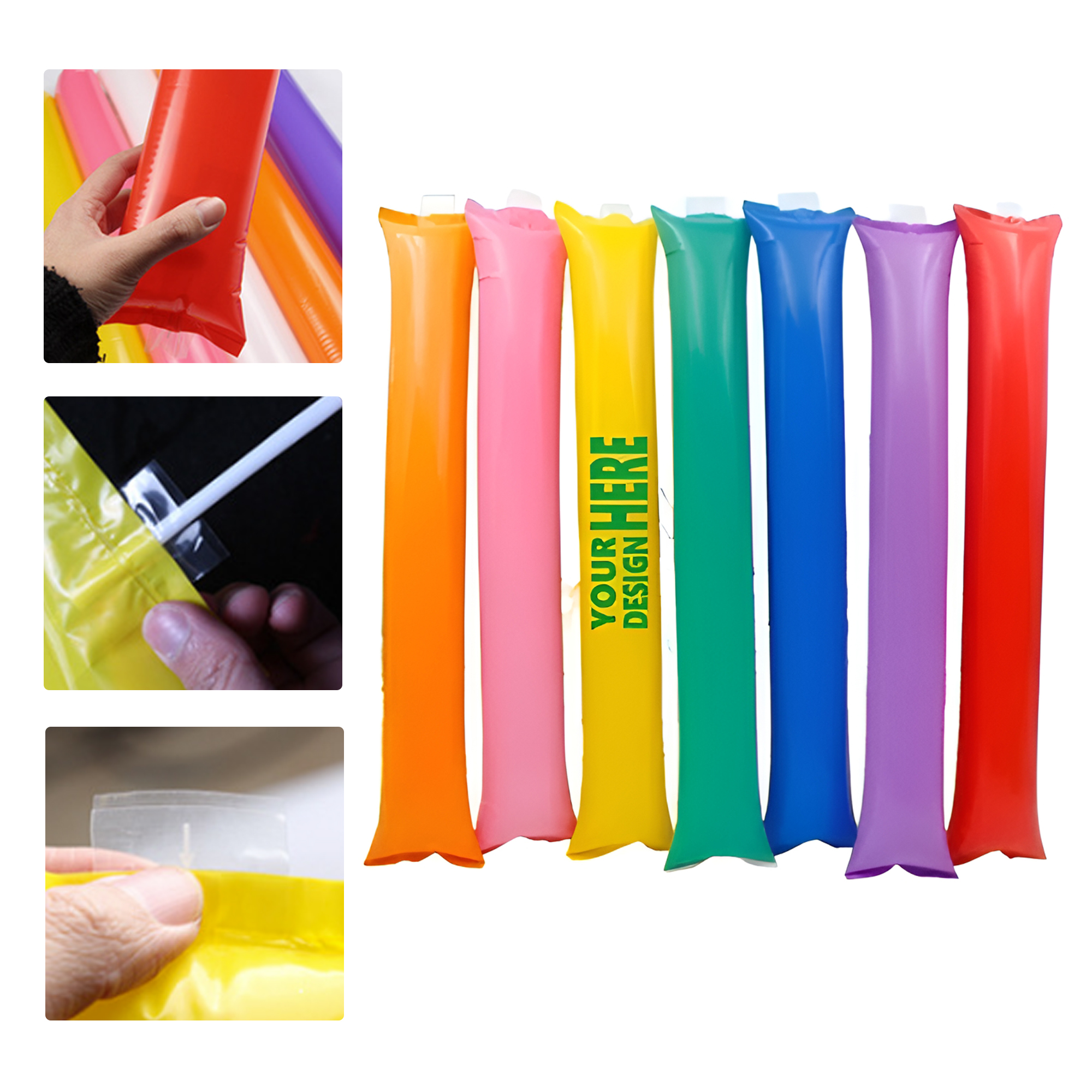 MOQ 50 Inflatable Cheer Sticks Thicker Support Rally Balloons Custom Logo 2