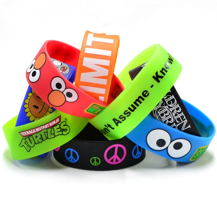 1" Wide Printed Silicone Wristband Bracelet 15