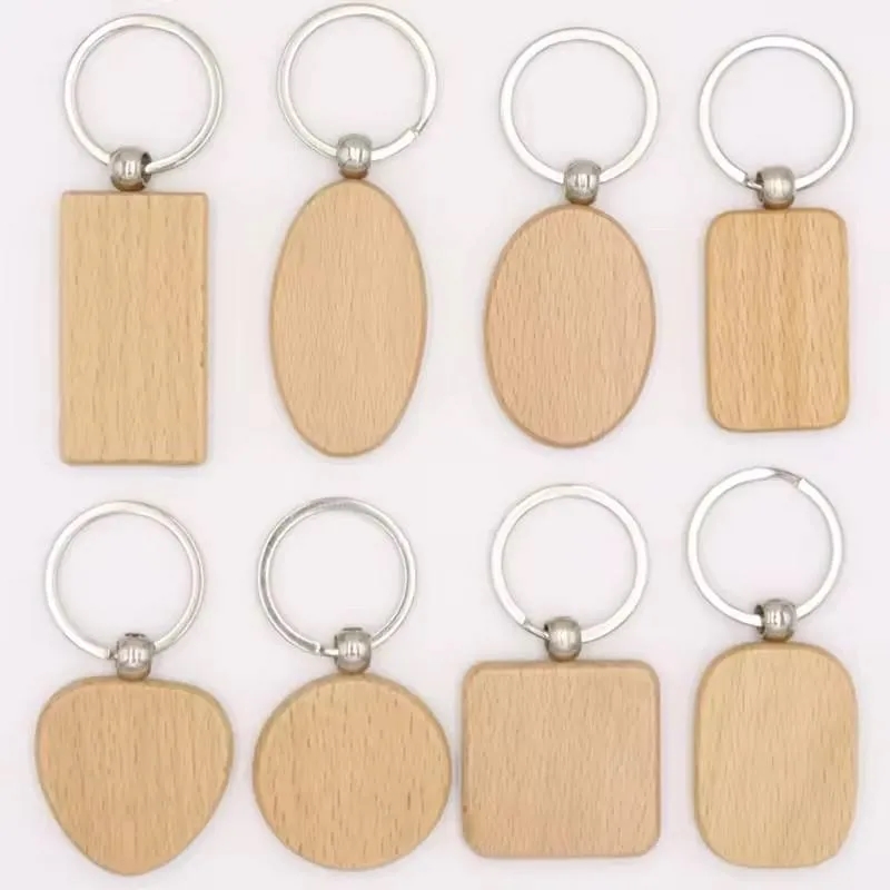 Wooden Beech Keychain Pendant - Natural Wood Charm 2