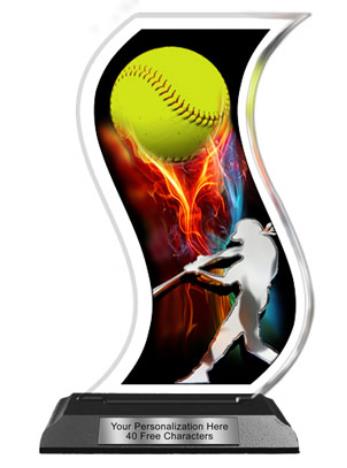 Acrylic Trophy: 6" Curve Shape, (Event type/design 2