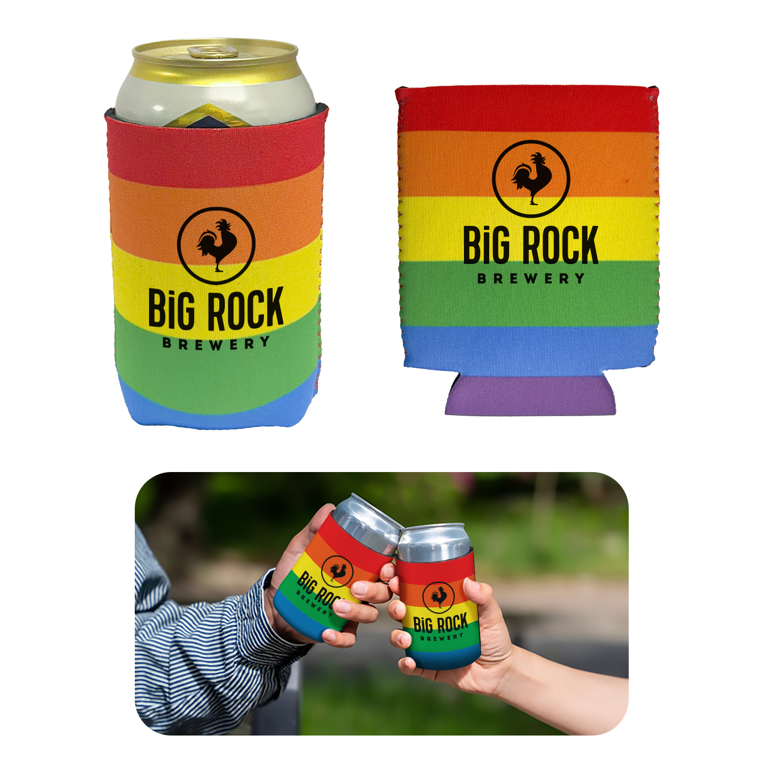 Rainbow Can Cooler, custom can cooler with logo imprint 2