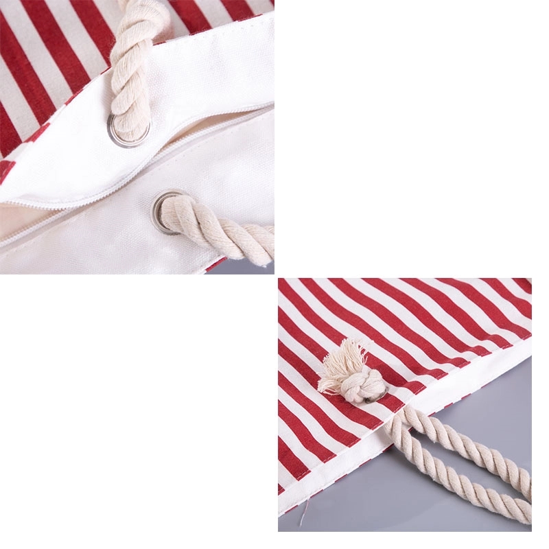 Striped Stitching Canvas Bag 2