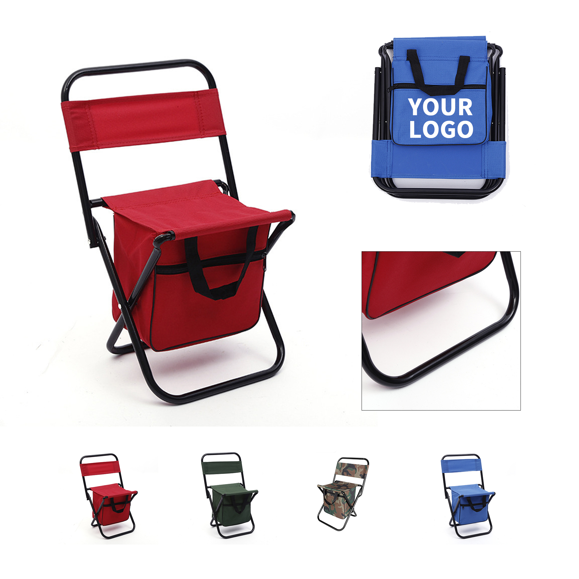 Folding Camp Chair With Insulated Cooler Bag 12.6" x 7.3" x 22.8" 8