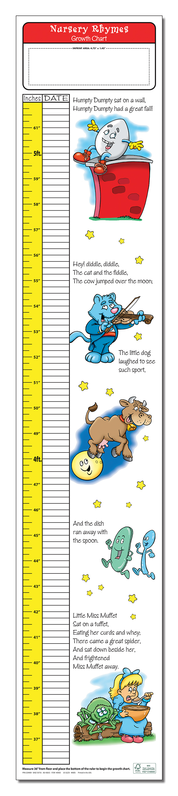 GROWTH CHART - Nursery Rhymes Children's Growth Chart 2